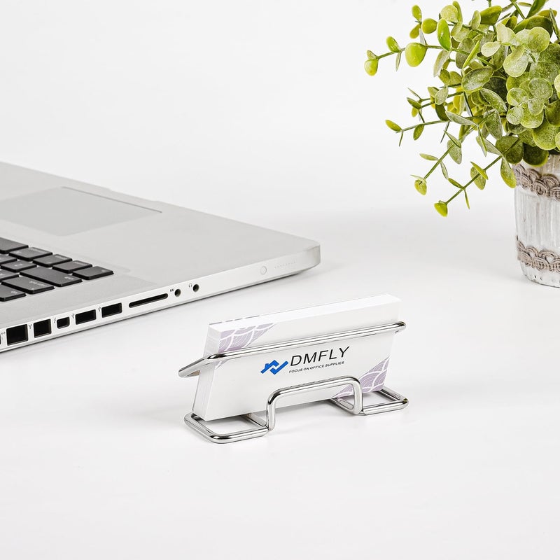 DMFLY Metal Business Card Holder for Desk, Cute Card Display Stand, Compatible with Various Countertops, Silver - Image 4